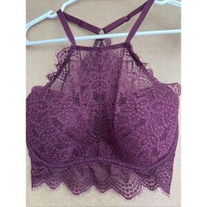 PINK Victoria's Secret Lace Bralette Womens Burgundy  Size S D-DD Push Up